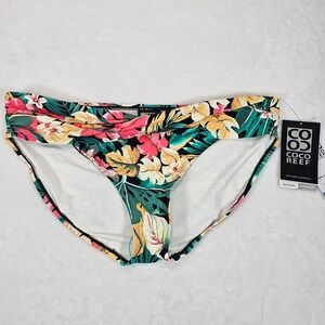 Coco Reef Bikini Bottoms‎ Womens Tropical Floral Twist Front Swimwear Black XL